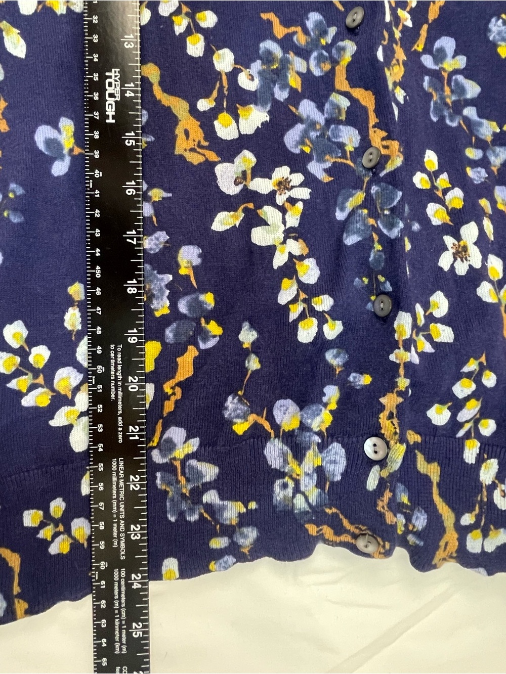 Land's End Navy Floral Button Cardigan Women’s Size Large - Picture 6 of 7